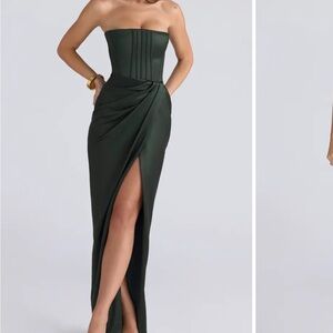 House of CB Strapless Dark Green Dress